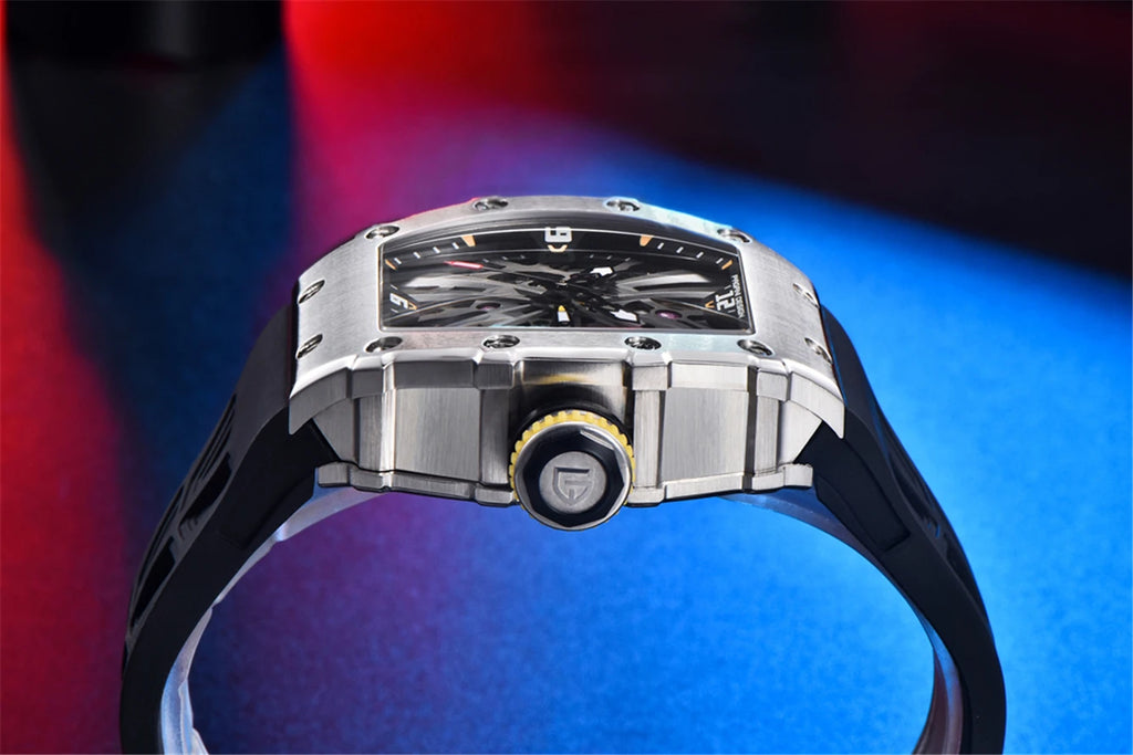 PAGANI DESIGN New VH65 Watch For Men Skeleton Quartz Wristwatch Sapphire Glass Silicone Original Luxury Men Watch Gift With Box
