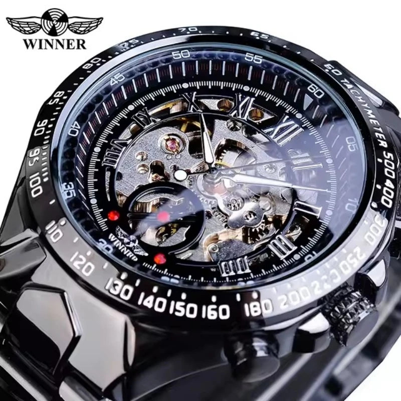 Luxurious Dial Men's Automatic Mechanical Watch - Smooth Hollow Back Design, Stainless Steel Strap, Ideal Gift for Business and Casual Wear, Ideal for Birthday, Parties and Special Occasion, Business Casual Watch | Smooth Wat