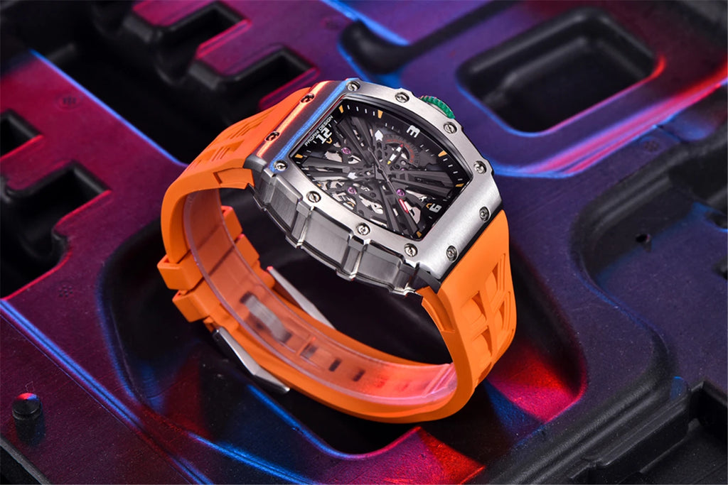 PAGANI DESIGN New VH65 Watch For Men Skeleton Quartz Wristwatch Sapphire Glass Silicone Original Luxury Men Watch Gift With Box