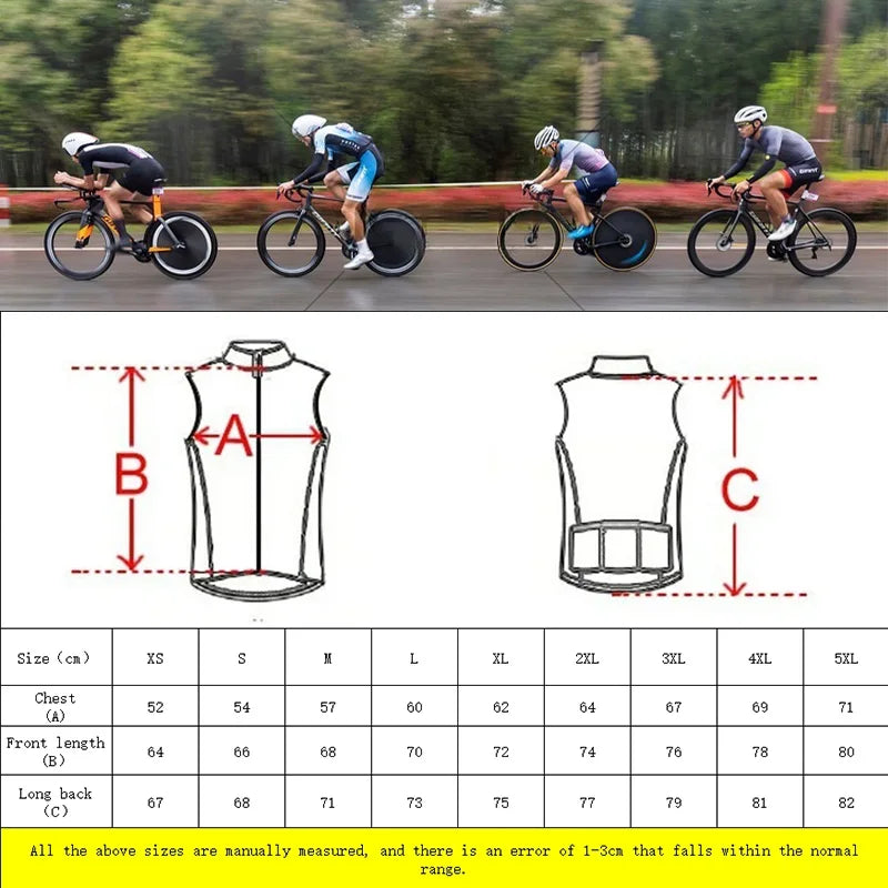 Men's Bike Vest Lightweight Windproof Sleeveless Cycling Suit Bike Soft Breathable Quick Dry MTB Bike Vest