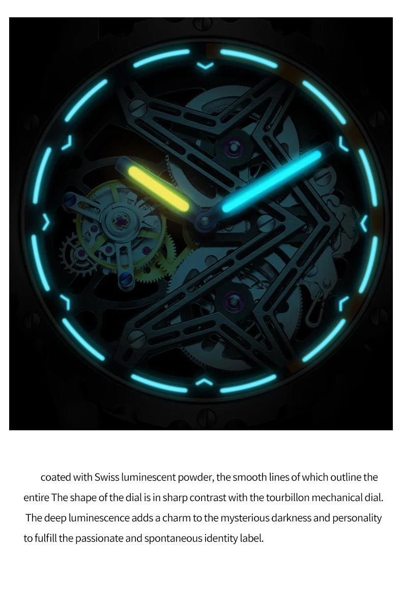 IDEAL KNIGHT 6803 Tourbillon Watch Automatic Mechanical Watch Luminous Waterproof Clock High Quality Fashion Business Men Watch