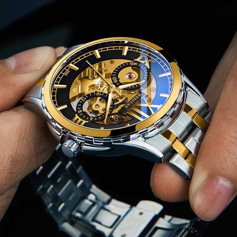 New Fully Automatic Mechanical Watch Men's Hollow Luminous Waterproof Fashion Watch High-end Business Multi-function Watches