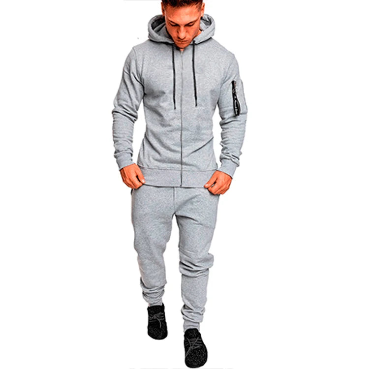 2025 New Men's Sportswear Set Two-piece Casual Jogging Warm Breathable Fitness Sportswear Set Military Tactical Hoodie + Trouser