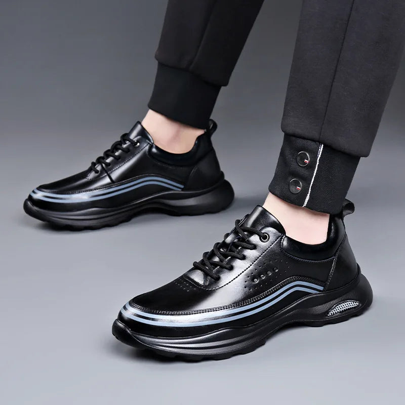 New Cow Leather Sneakers for Men Fashion Casual Sports