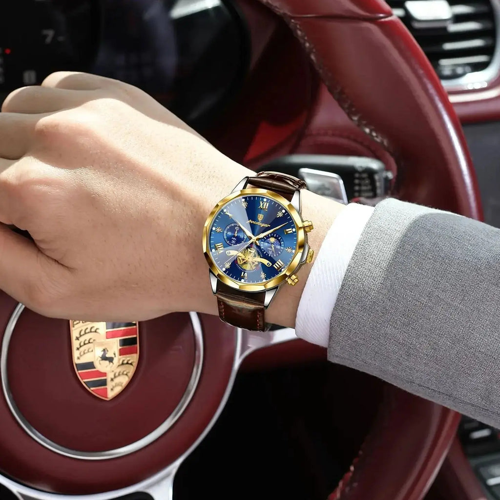 POEDAGAR Military Luxury Men Wristwatch Quartz Waterproof Luminous Chronograph Leather Man Watch Sports Men's Watches Male Reloj