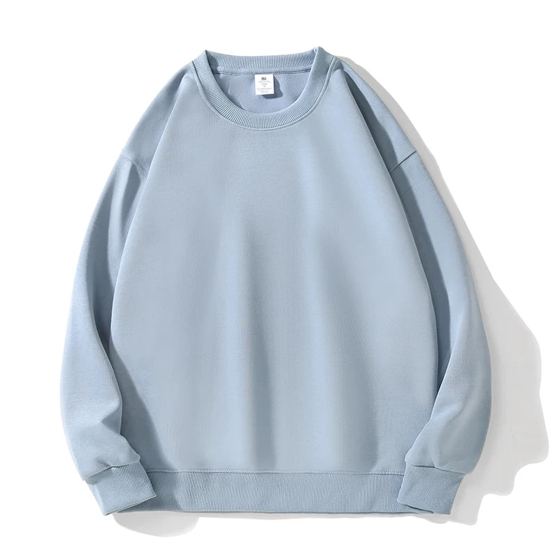 New Heavy Fabric Men/Women Simple Style Sweatshirts Fashion Soild Color O Neck Loose Hoodies Autumn Casual Pullover Tops