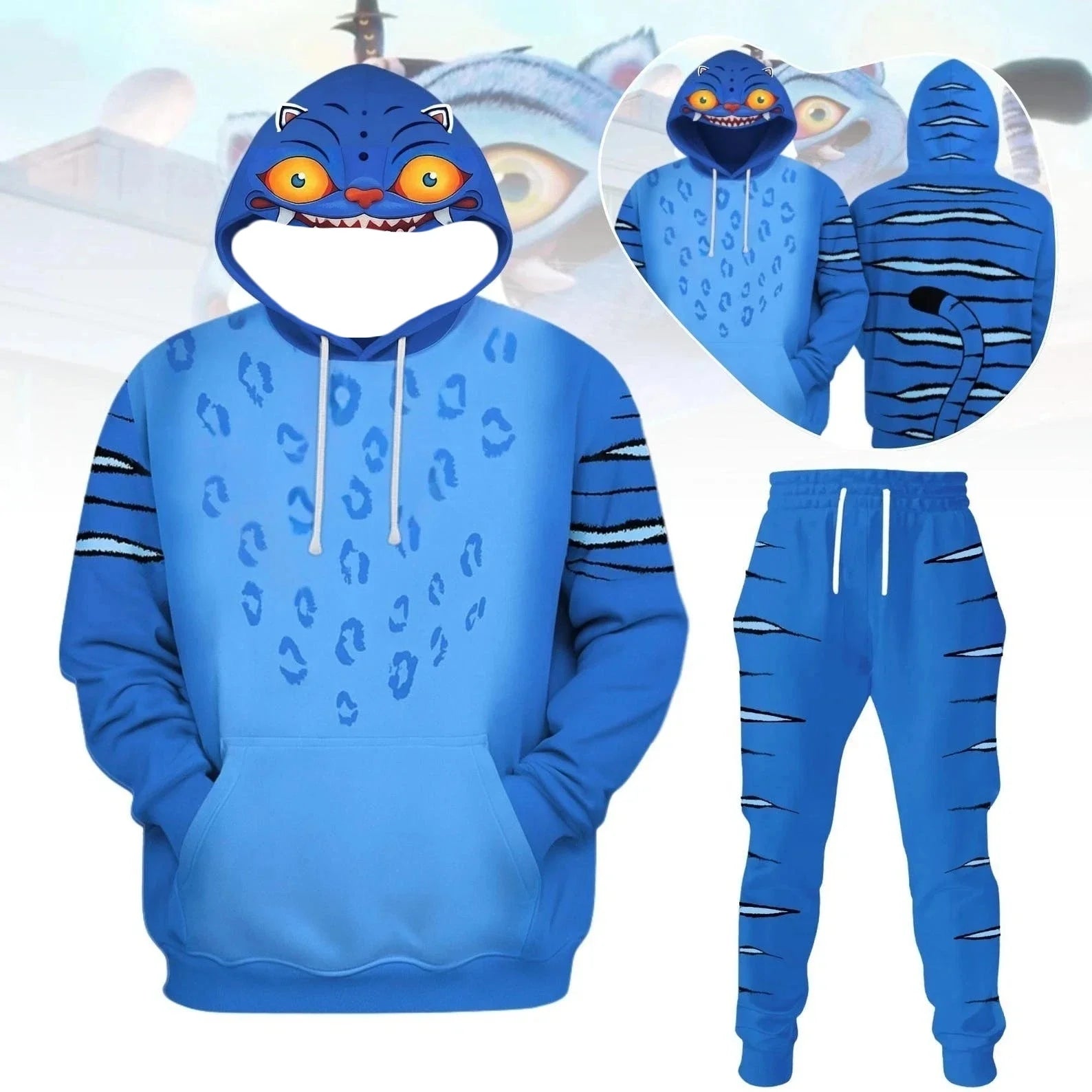 Autumn and Winter Hoodie Set Cosplay Tiger Witch Hunting Group Oversized Korean Style American Street Adult Men and Women