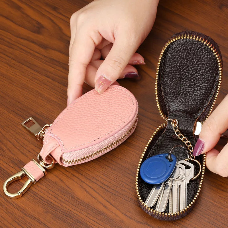 Leather Zipper Key Wallet