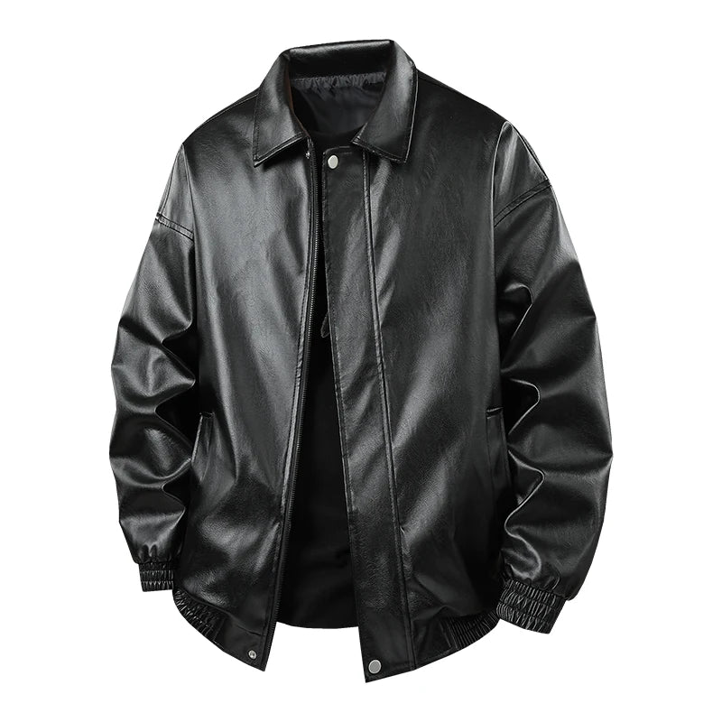 Jacket men's loose leather jacket locomotive suit men's gangster handsome hip-hop European and American street trend jacket
