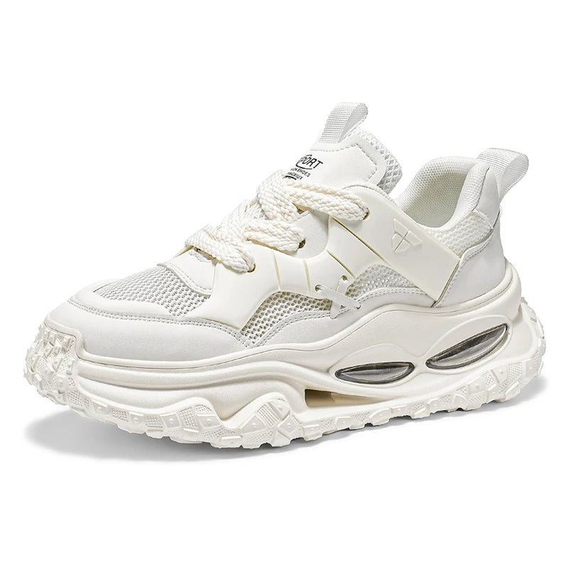 Men's Sports Shoes Thick-soled Height-increasing Large-sized Solid Color All-season Soft-soled Unique and Niche Running Shoes
