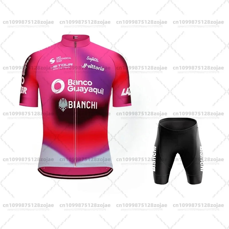 2025 Men's Retro Short Sleeve Jersey BIANCHI Cycling Jersey Bicycle Summer Short Sleeve Quick Dry Cycling Suit Kit