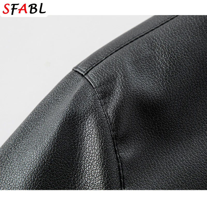 New Classic Leather Jacket Men Autumn Winter Casual Motorcycle PU Jacket Biker Leather Coat Men Fashion Warm Overcoat Black 3XL