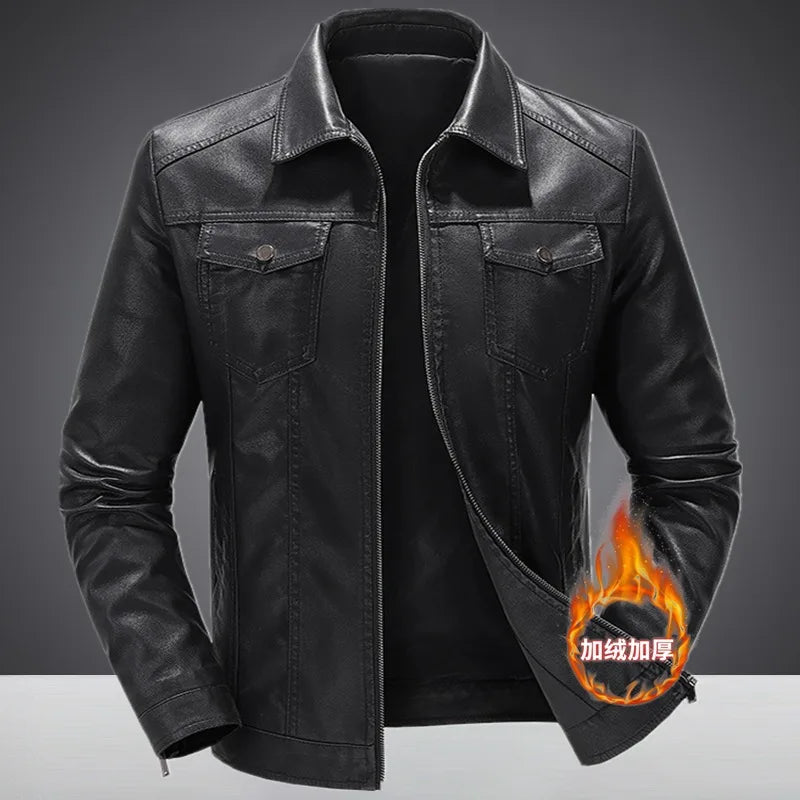 Mens Vintage Faux Leather Outwear Leather Jacket Motorcycle Black Biker Jackets Casual Lightweight Men PU Zipper Moto Outwear