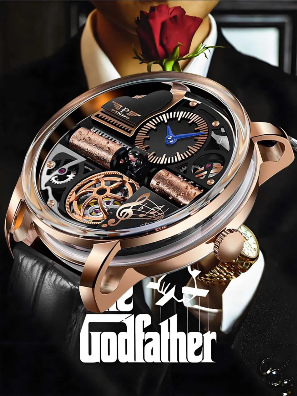 PINDU Watch New TOP Men Mechanical Watch Godfather Fashionable Classic Series 45.5MM Wristwatches Men M2791B