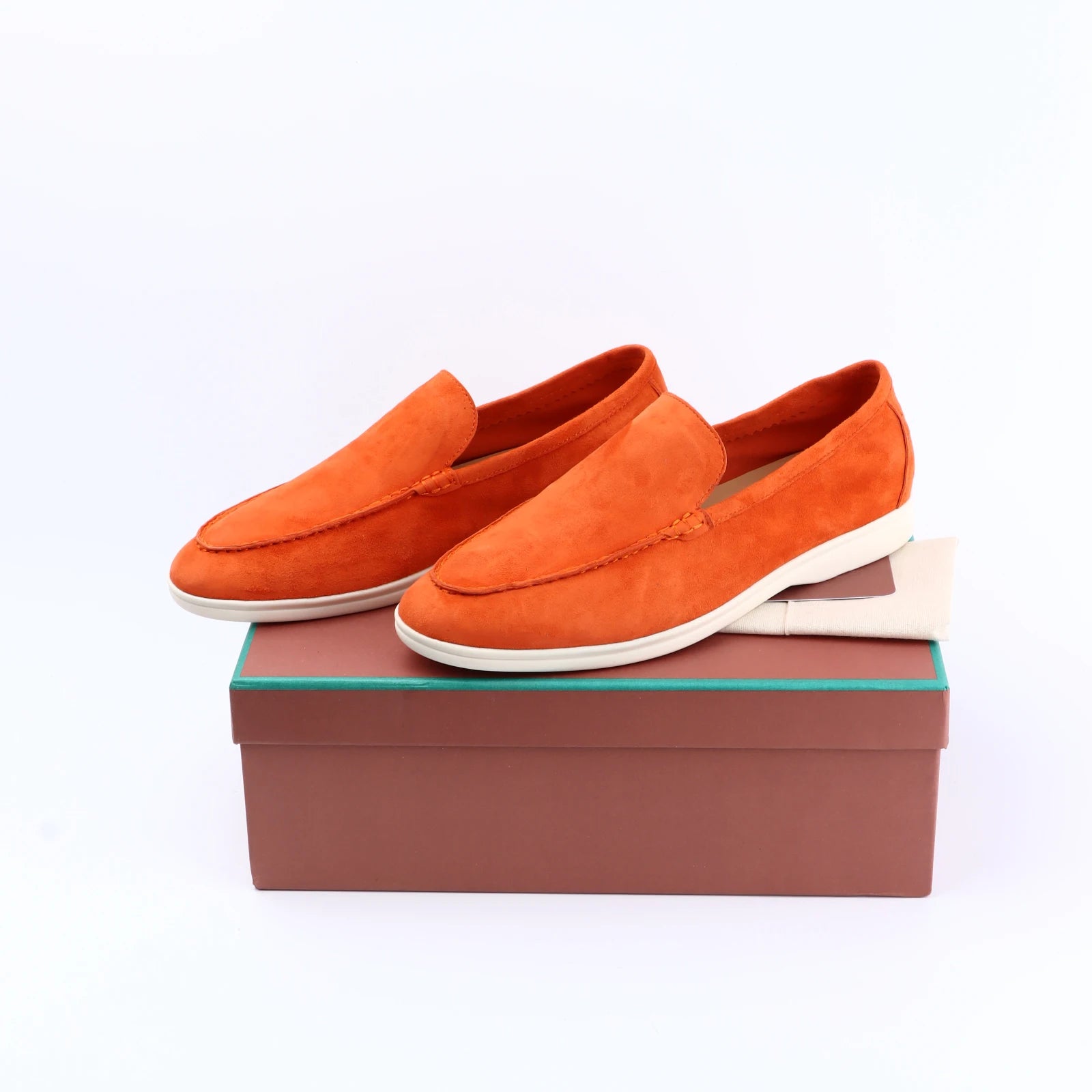 Not Logo Summer Suede Leather Women Loafers Men Flat Shoes Round Toe Slip-on Causal Moccasin Comfortable Mules Lazy Women Shoes