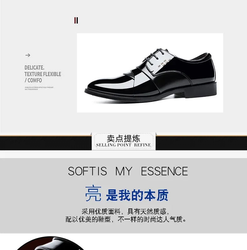 Business Dress Men Shoes Luxury Mens Dress Shoes Patent Leather Oxford Shoes for Men Oxfords Footwear High Quality Leather