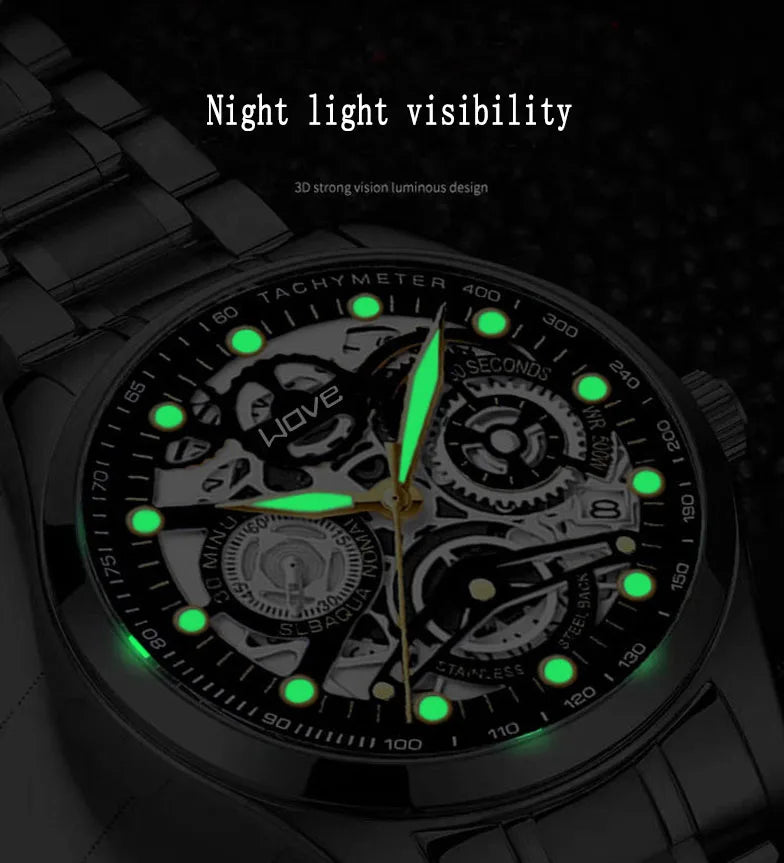 UTHAI Men's Watch Business Light Luxury high-end Brand Versatile Gold Hollow Male Fashion Quartz Clock Watches