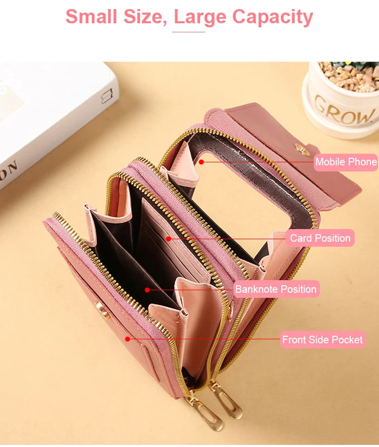Soft Leather Wallets Hand Purses Crossbody Bags for Women