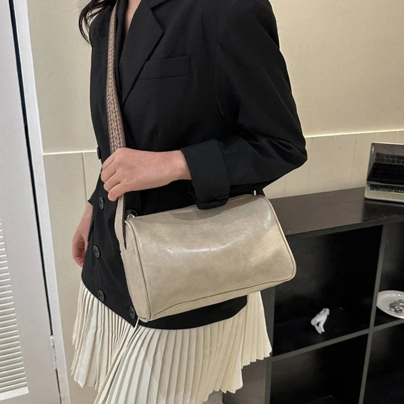 Leather Boston Women Small Handbag