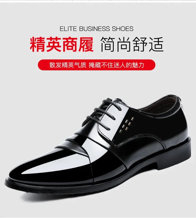 Business Dress Men Shoes Luxury Mens Dress Shoes Patent Leather Oxford Shoes for Men Oxfords Footwear High Quality Leather