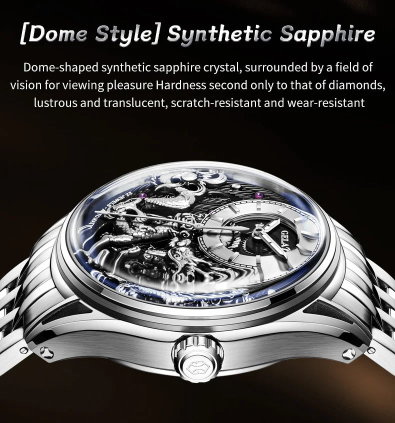 GELATU 6018 Men's Watch Top Brand Original Mechanical Watch For Men 50M Waterproof Luxury Hollow Dragon Automatic Wristwatch