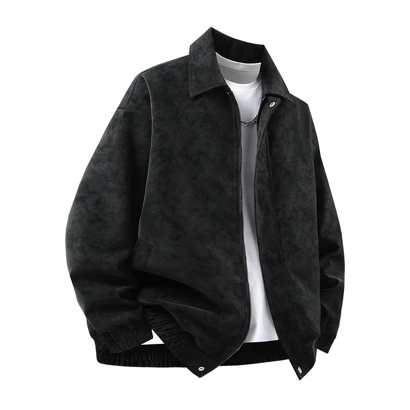 Jacket men's loose leather jacket locomotive suit men's gangster handsome hip-hop European and American street trend jacket
