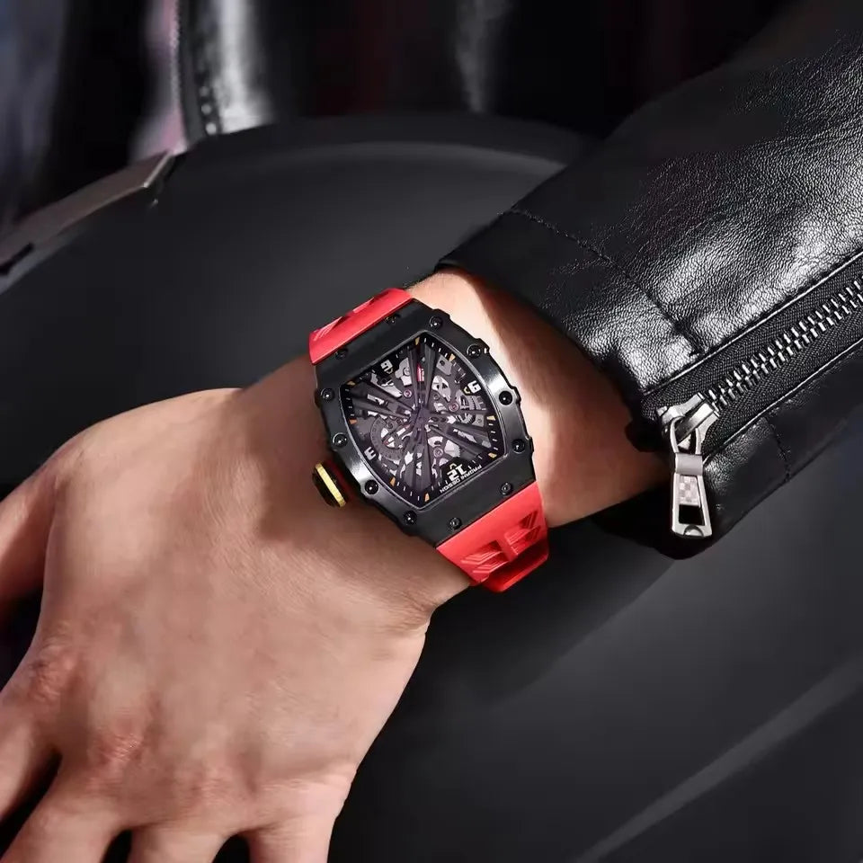 PAGANI DESIGN New VH65 Watch For Men Skeleton Quartz Wristwatch Sapphire Glass Silicone Original Luxury Men Watch Gift With Box
