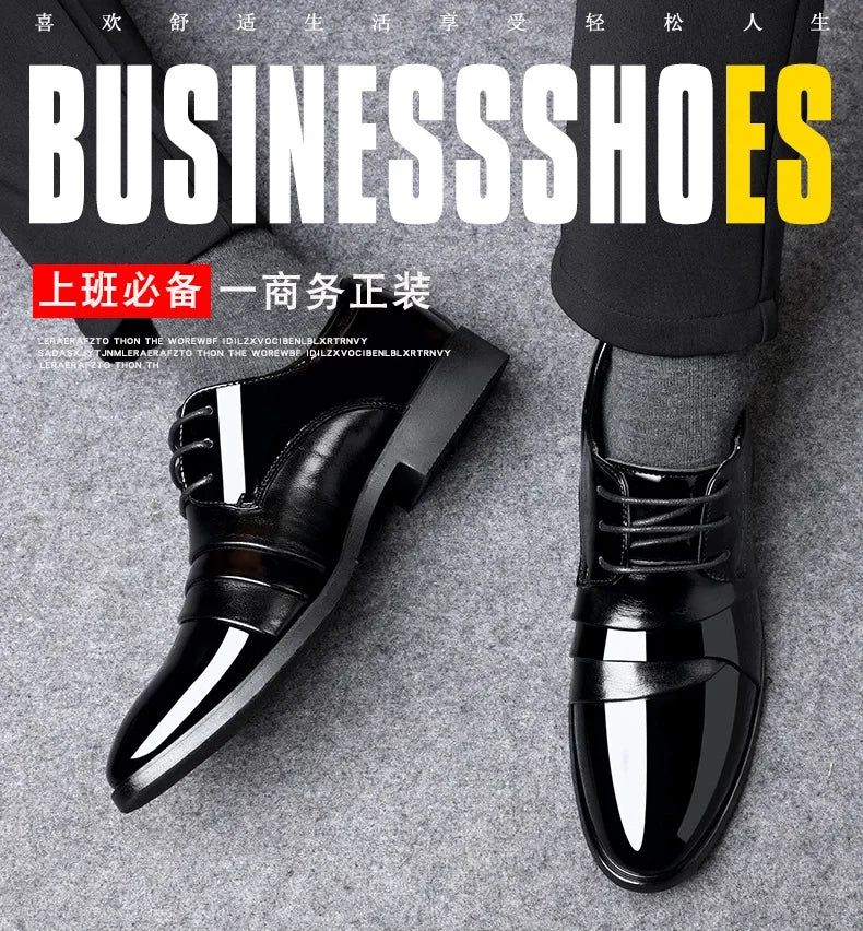 Business Dress Men Shoes Luxury Mens Dress Shoes Patent Leather Oxford Shoes for Men Oxfords Footwear High Quality Leather