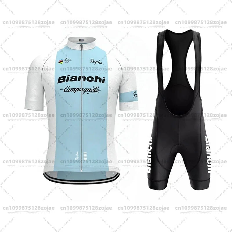 2025 Men's Retro Short Sleeve Jersey BIANCHI Cycling Jersey Bicycle Summer Short Sleeve Quick Dry Cycling Suit Kit