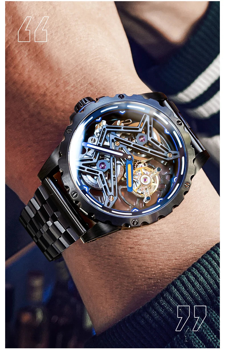 IDEAL KNIGHT 6803 Tourbillon Watch Automatic Mechanical Watch Luminous Waterproof Clock High Quality Fashion Business Men Watch