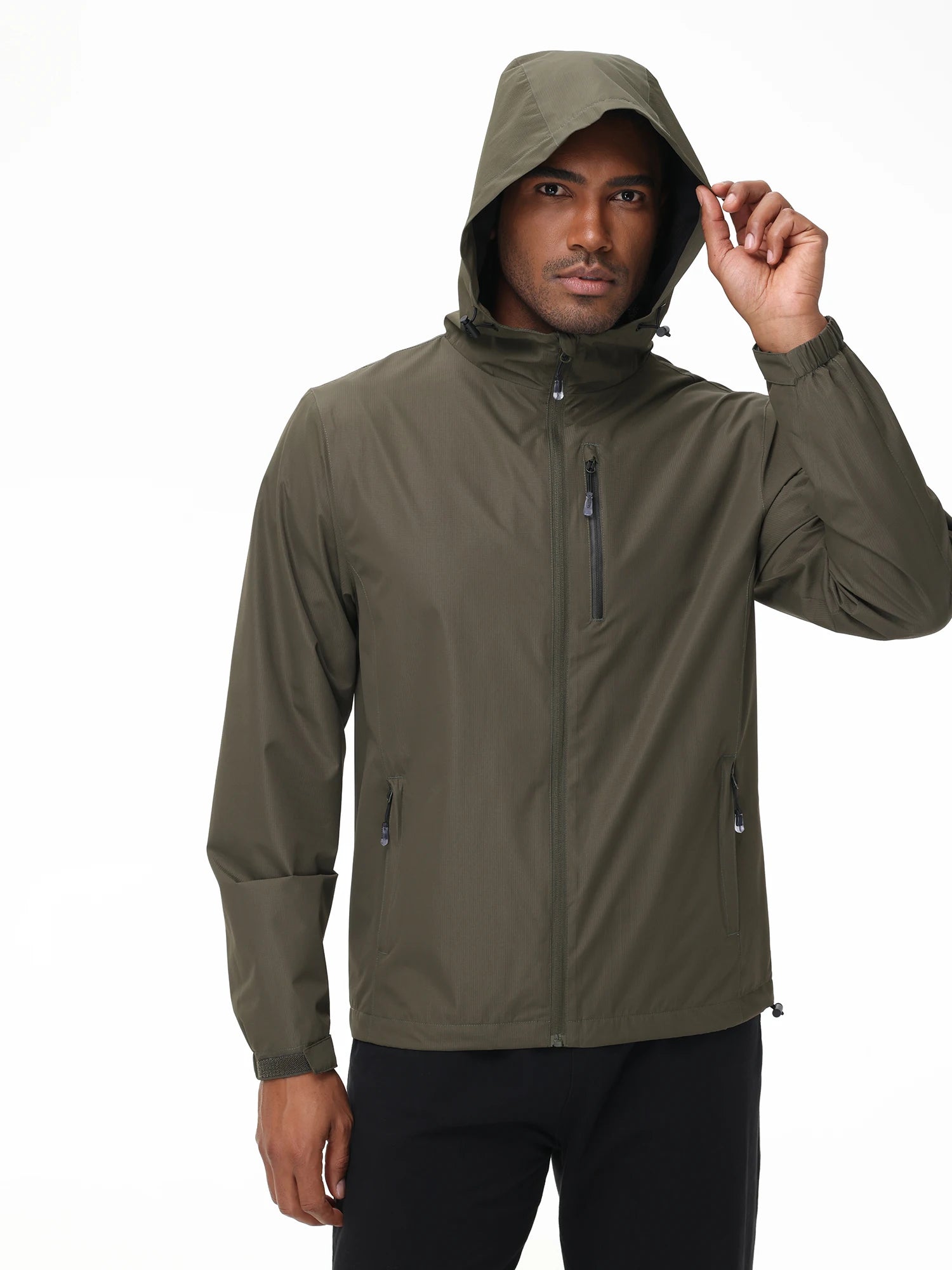 Summer Men's Raincoat, Waterproof Lightweight Breathable Jacket for Camping Hiking Cycling Fishing with Inner Pocket