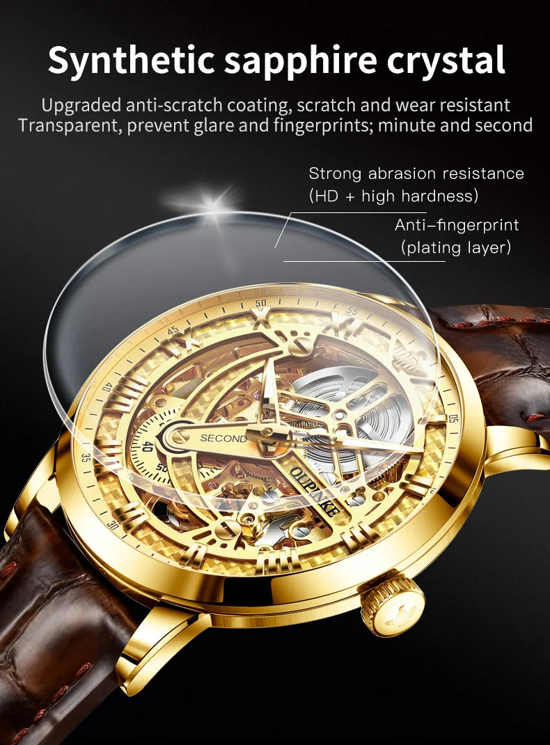 OUPINKE Great Price Reduction Luxury Brand Men Watch Gold Fully Automatic Mechanical Watch Waterproof Luminous Original Watch