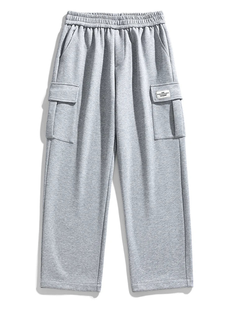 Autumn Men's Baggy Wide-leg Pants Outdoor Jogging Sweatpants Loose Straight Fashion Korean Casual Trousers Streetwear Black Gray