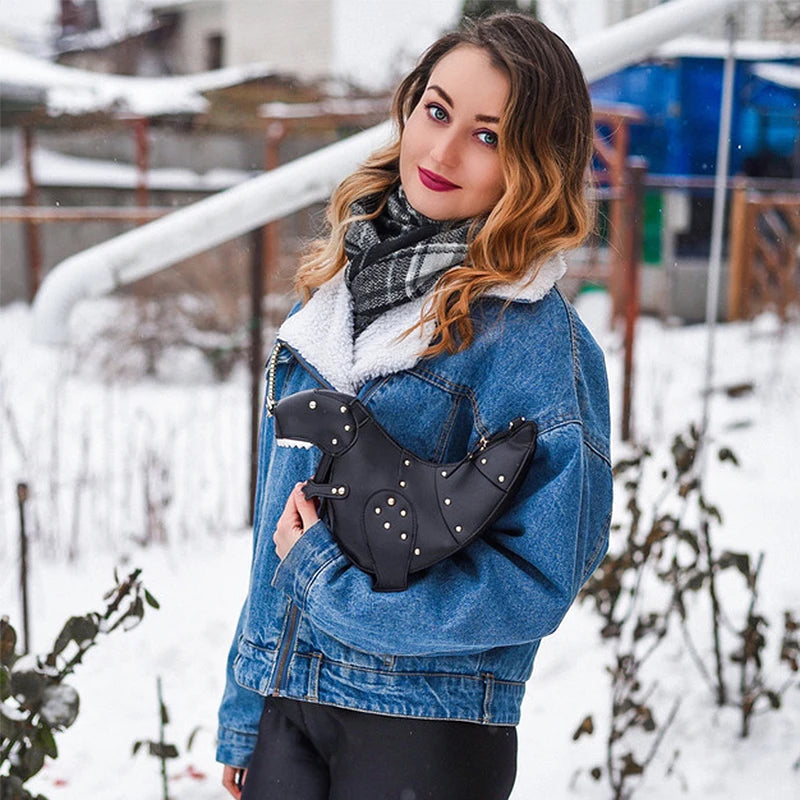 Dinosaur Design Rivets Women's leather Purses