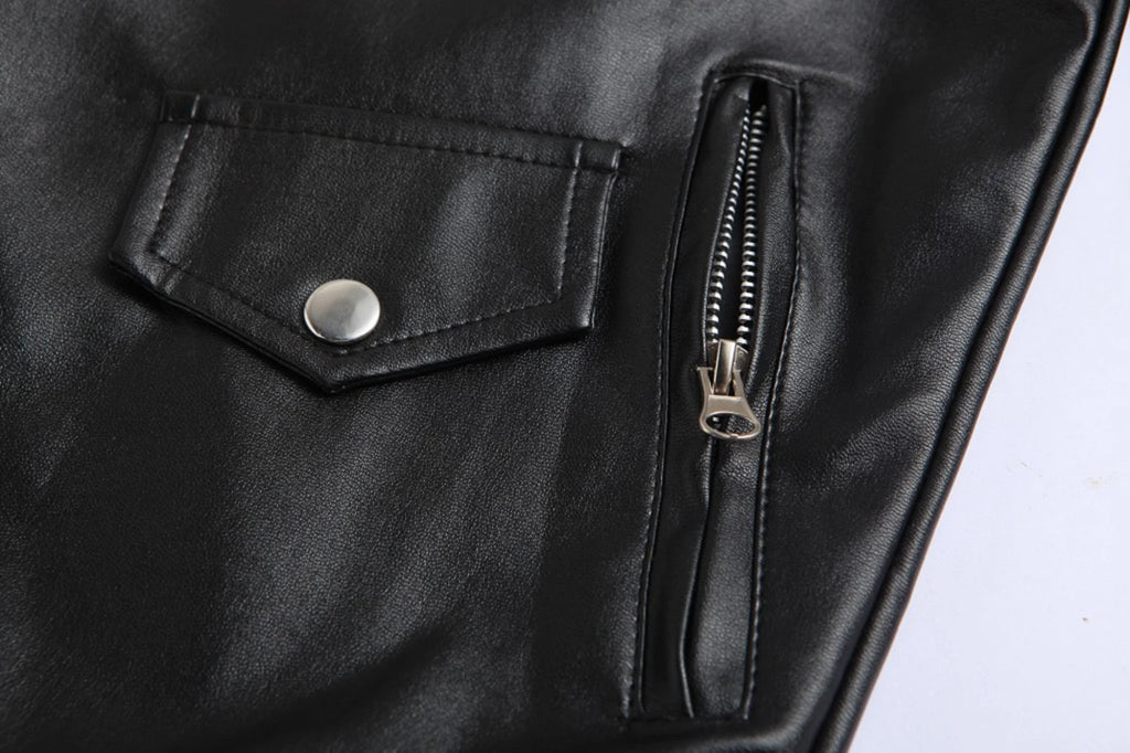 2024 Mens Fashion Leather Jacket Slim Fit Stand Collar PU Jacket Male Anti-wind Motorcycle Lapel Diagonal Zipper Punk Jackets