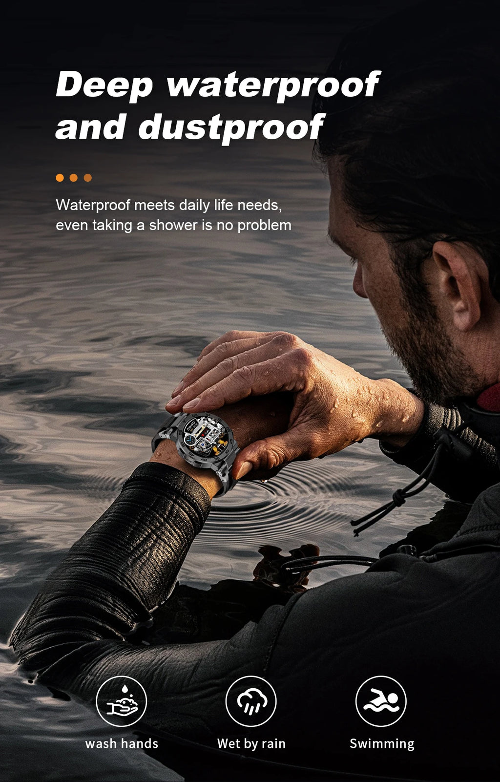 LIGE Fashion LED Flashlight Smart Watch For Men Custom Watch Face Bluetooth Call  Bracelet Sport Blood Oxygen Monitor Smartwatch