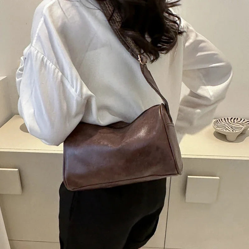 Leather Boston Women Small Handbag