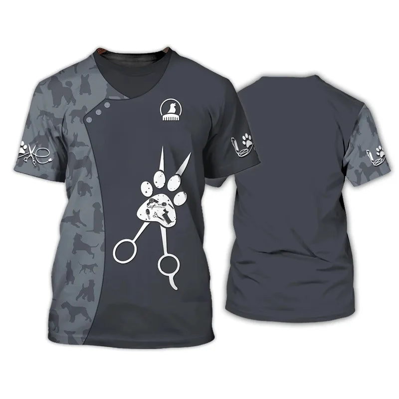 3D Print Pet Groomer Grapgic T-Shirts For Men Women Dog Cat Grooming Pattern Tee Tops Casual O-Neck Oversized TShirt Streetwear