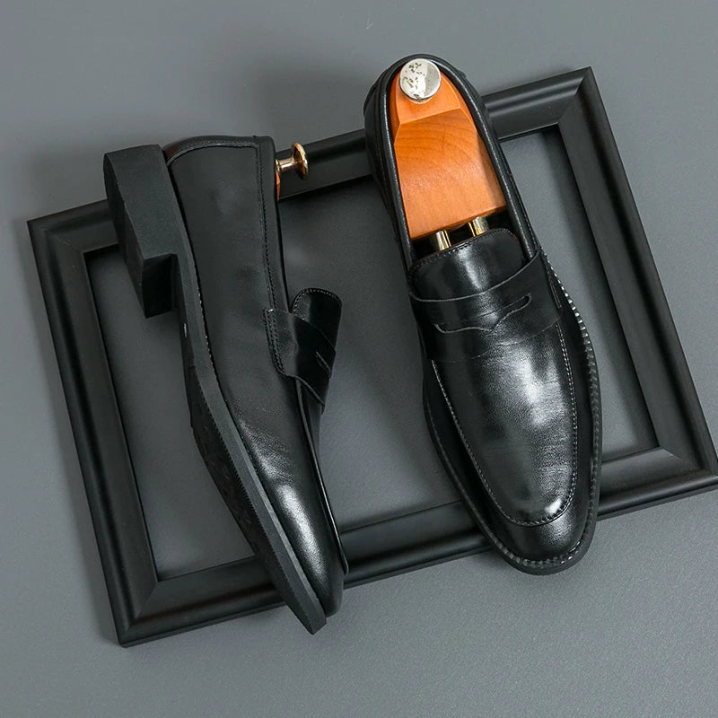 Men's Loafers Handmade PU Leather Loafer Casual Driving Flats Slip-on Shoes Luxury Comfy Moccasins Black Casual Shoes Mo-22123