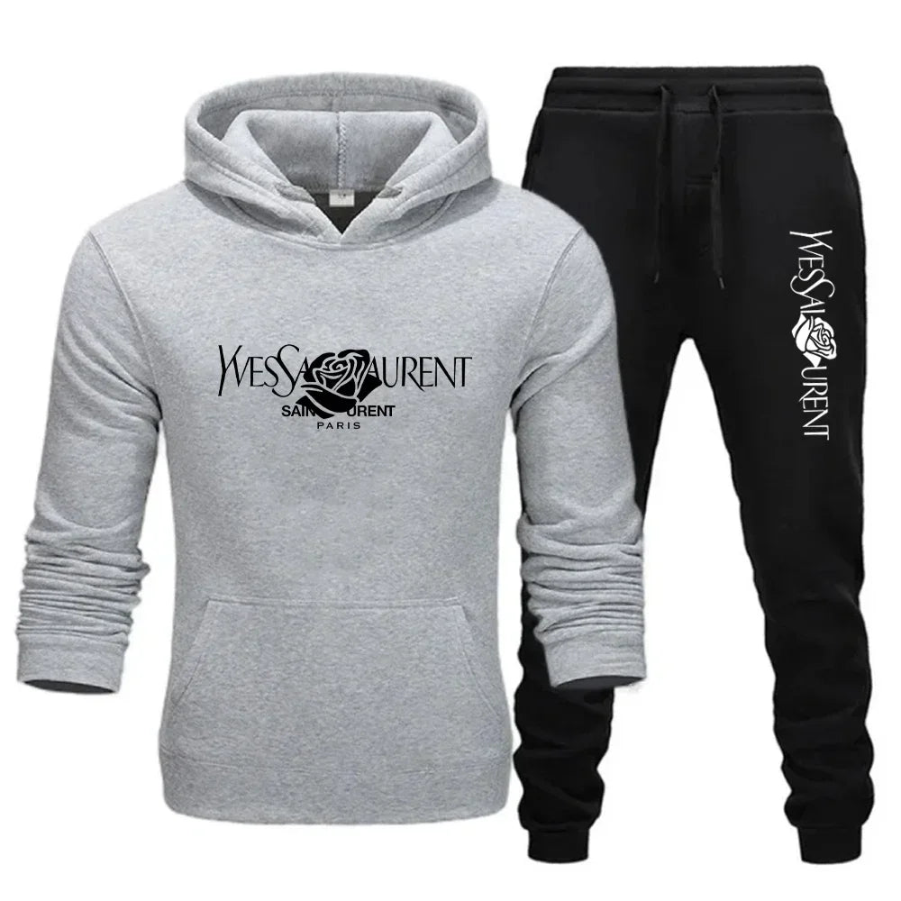 2025 Men's Casual Sports Suit with Hoodie and Sweatpants for Autumn and Winter Outdoor Sports Fashion Men's Clothing.