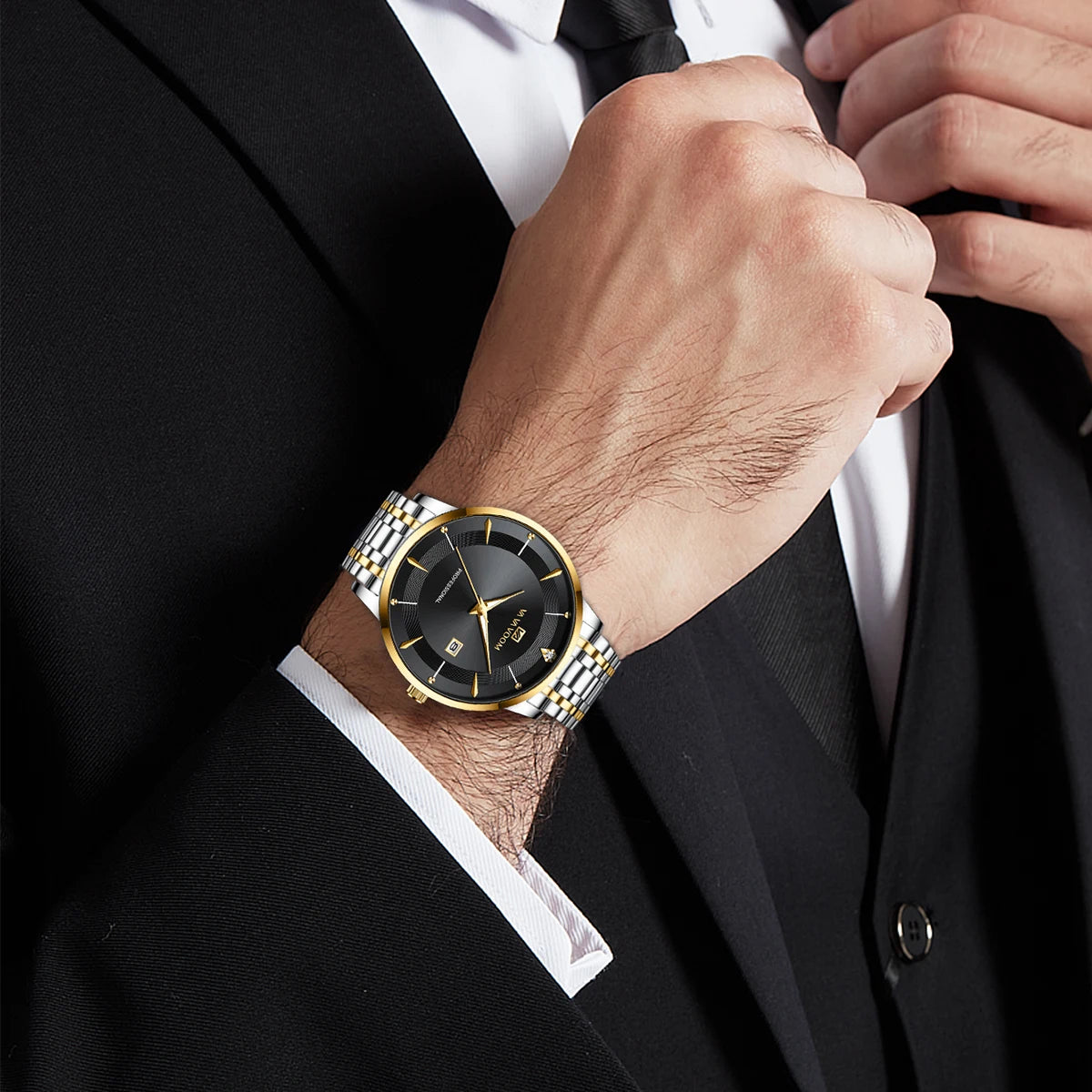 VA VA VOOM Fashion Men's Watches Waterproof Stainless Steel Business Simple Night Light Date Top Brand Quartz Watch for Men
