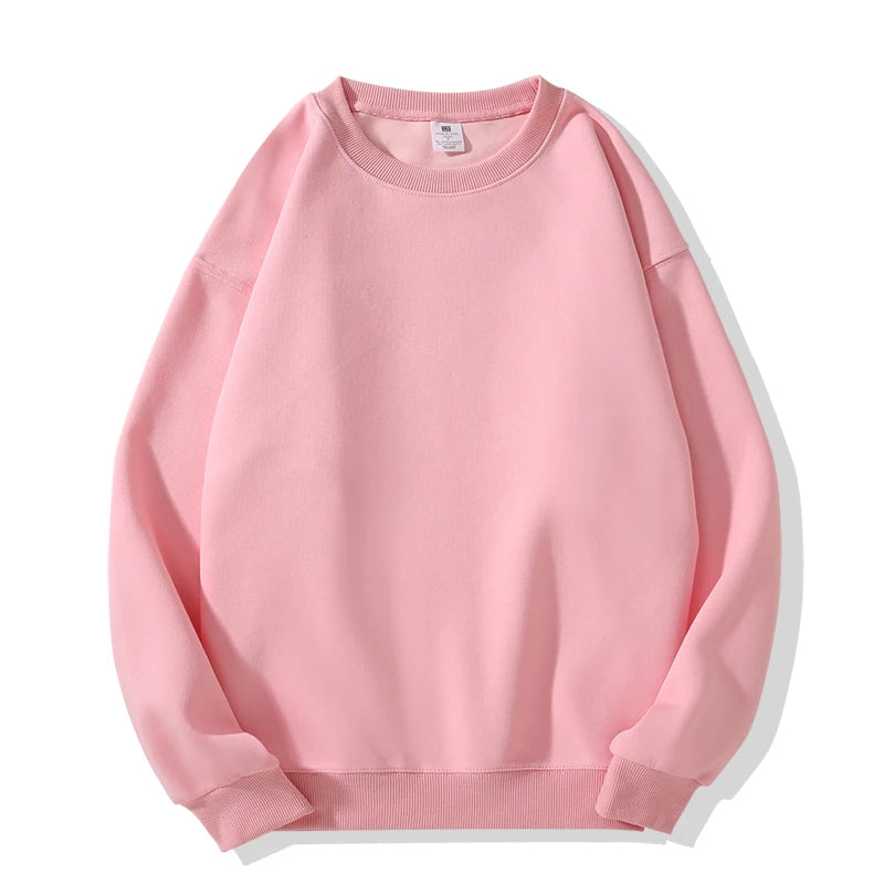 New Heavy Fabric Men/Women Simple Style Sweatshirts Fashion Soild Color O Neck Loose Hoodies Autumn Casual Pullover Tops