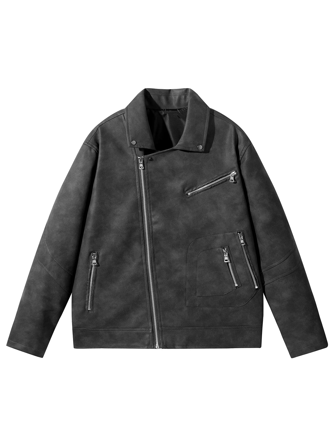 Men's Leather Jacket with a Turn-Down Collar, Windproof and Cold-Resistant, Crisp and Stylish, Suitable for Daily Commuting, Business Casual, Street Wear, Autumn and Winter Outings, Dating and Social Events, and Short Trips