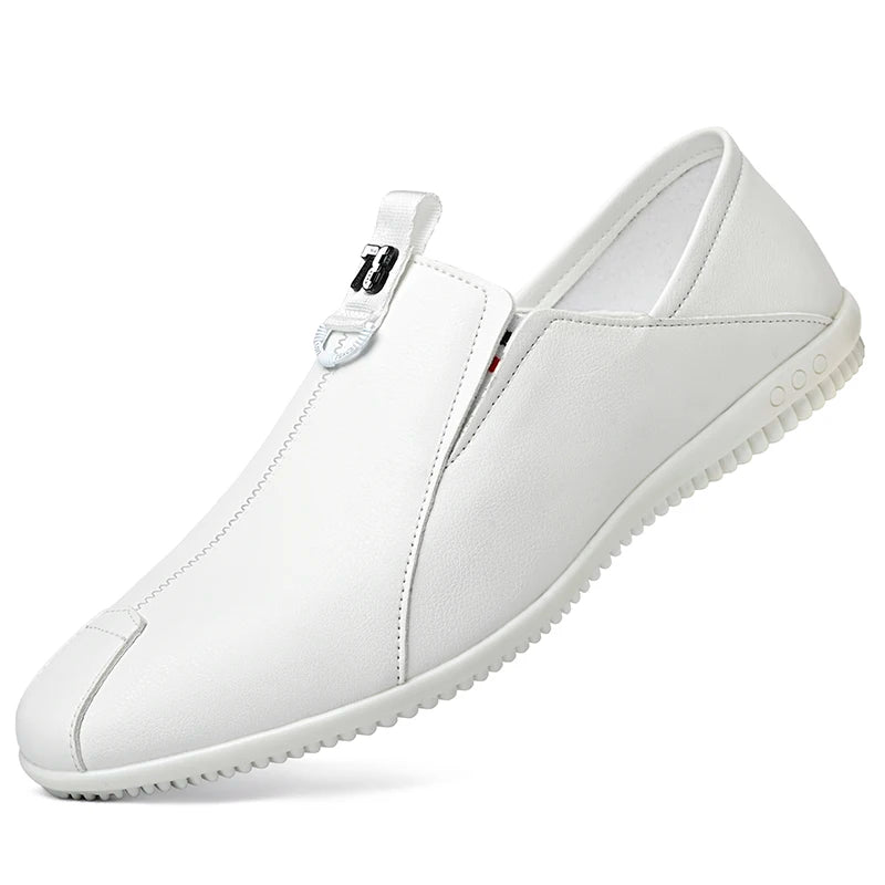 Yearcon Men's Slip-On Leather oes Breathable Thin Faionable Soft Bot And Anti-Slip Casual Lace-Up round Toe Rubber Sole