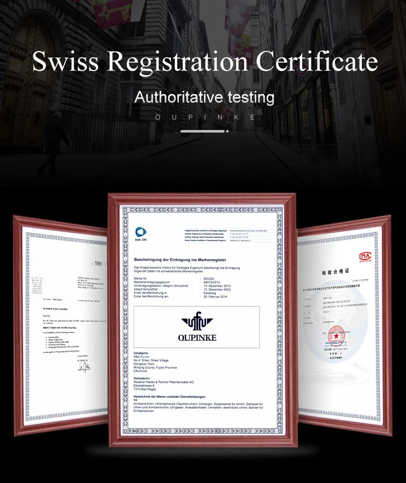 OUPINKE Tungsten Steel Strip Men's Watches Fully Transparent Dial Automatic Mechanical Watch Waterproof Sapphire Mirror Surface