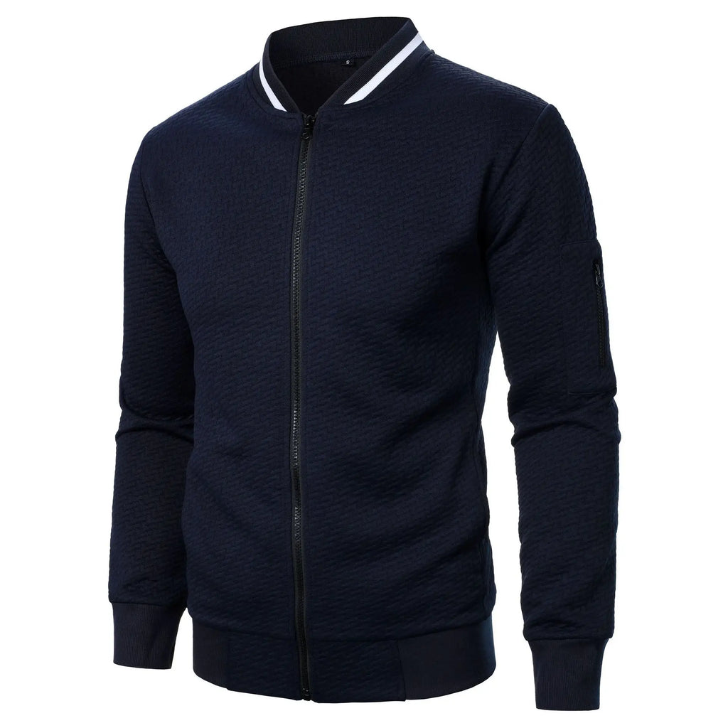 Men's Baseball Jacket Streetwear Autumn New Fashion Solid Color Casual Jackets for Men Jacquard Fabric Men's Coat