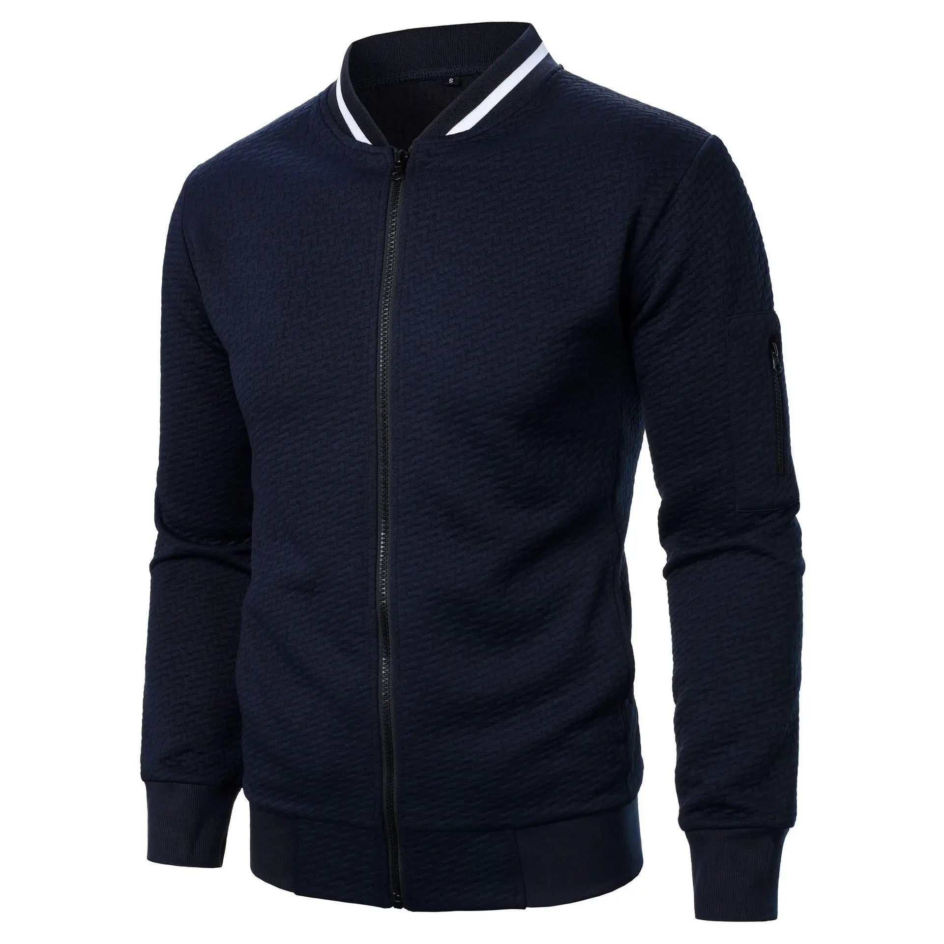 Men's Baseball Jacket Streetwear Autumn New Fashion Solid Color Casual Jackets for Men Jacquard Fabric Men's Coat