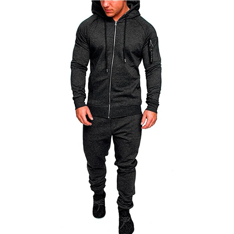 2025 New Men's Sportswear Set Two-piece Casual Jogging Warm Breathable Fitness Sportswear Set Military Tactical Hoodie + Trouser