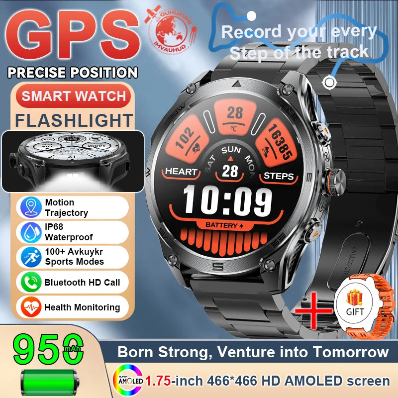 New Premium GPS SmartWatch Outdoor Altimeter Barometer Swim Sports Watch IP69 Waterproof Compass Military Smart Watches For Man