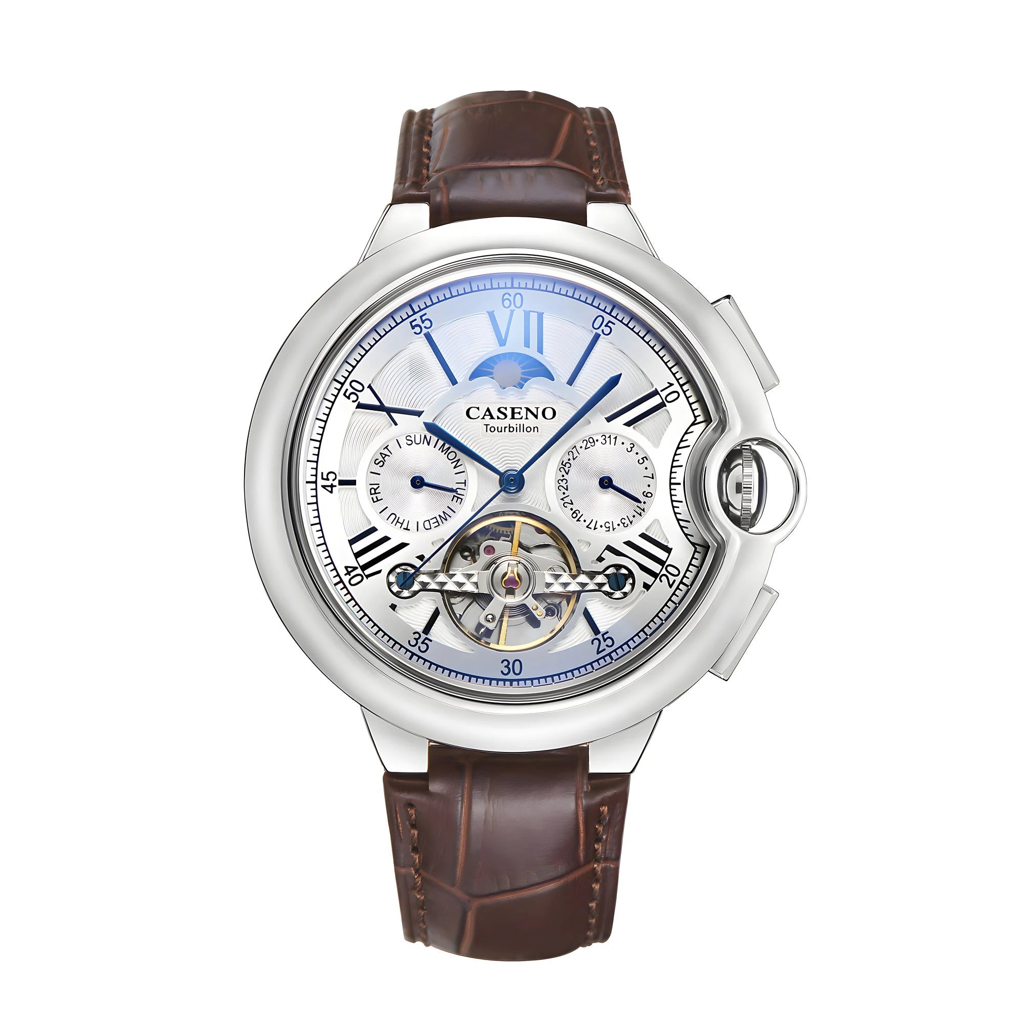 CASENO Star Roman Grand Men's Fully Automatic Watch Tourbillon Belt Mechanical Watch-831GSR